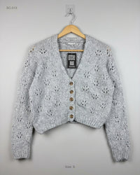 Garage (SC-313) Cropped Pointelle Knit Cardigan