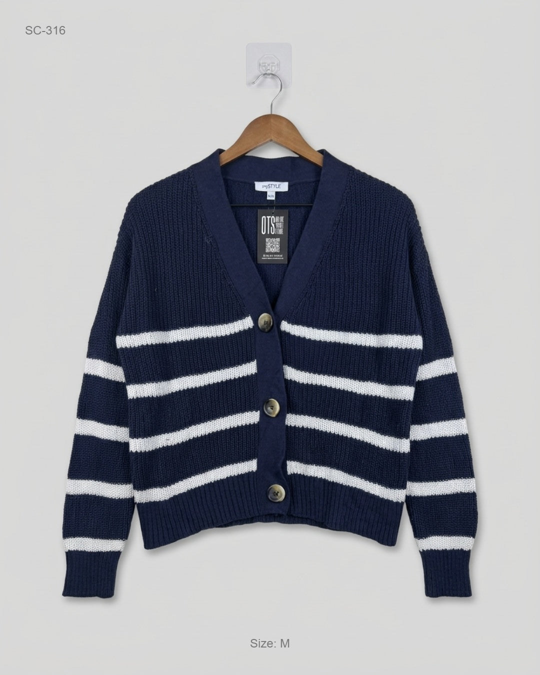 My Style Blue Striped Knit Cardigan buy preloved clothing online Pakistan