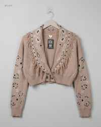 CUT LABEL (SC-317) Cropped Shawl-Collar Cardigan