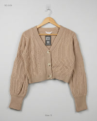 Nobo (SC-319) Cable-Knit Cropped Cardigan