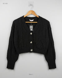 Nobo (SC-320) Cropped Cable-Knit Cardigan