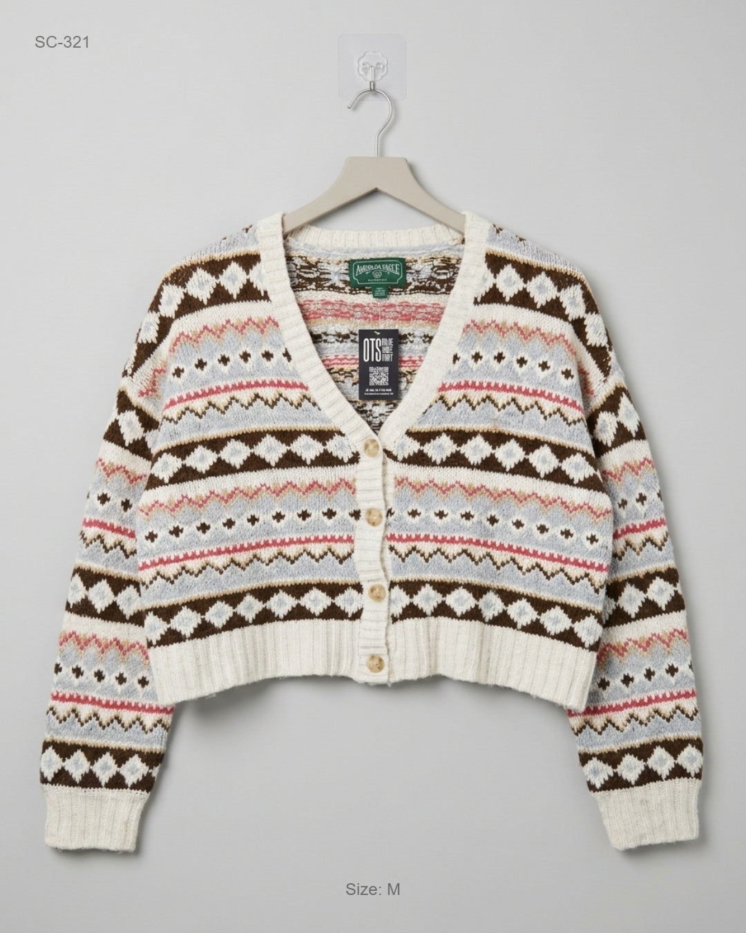 American Eagle Multi Cropped Fair Isle Cardigan buy preloved clothing online Pakistan