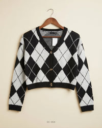 Art Classic (SC-464) Argyle Crop Cardigan