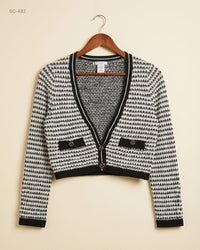 London Kaye (SC-482) Cropped Knit Cardigan