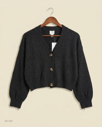 H&M (SC-521) Cropped Balloon-Sleeve Cardigan