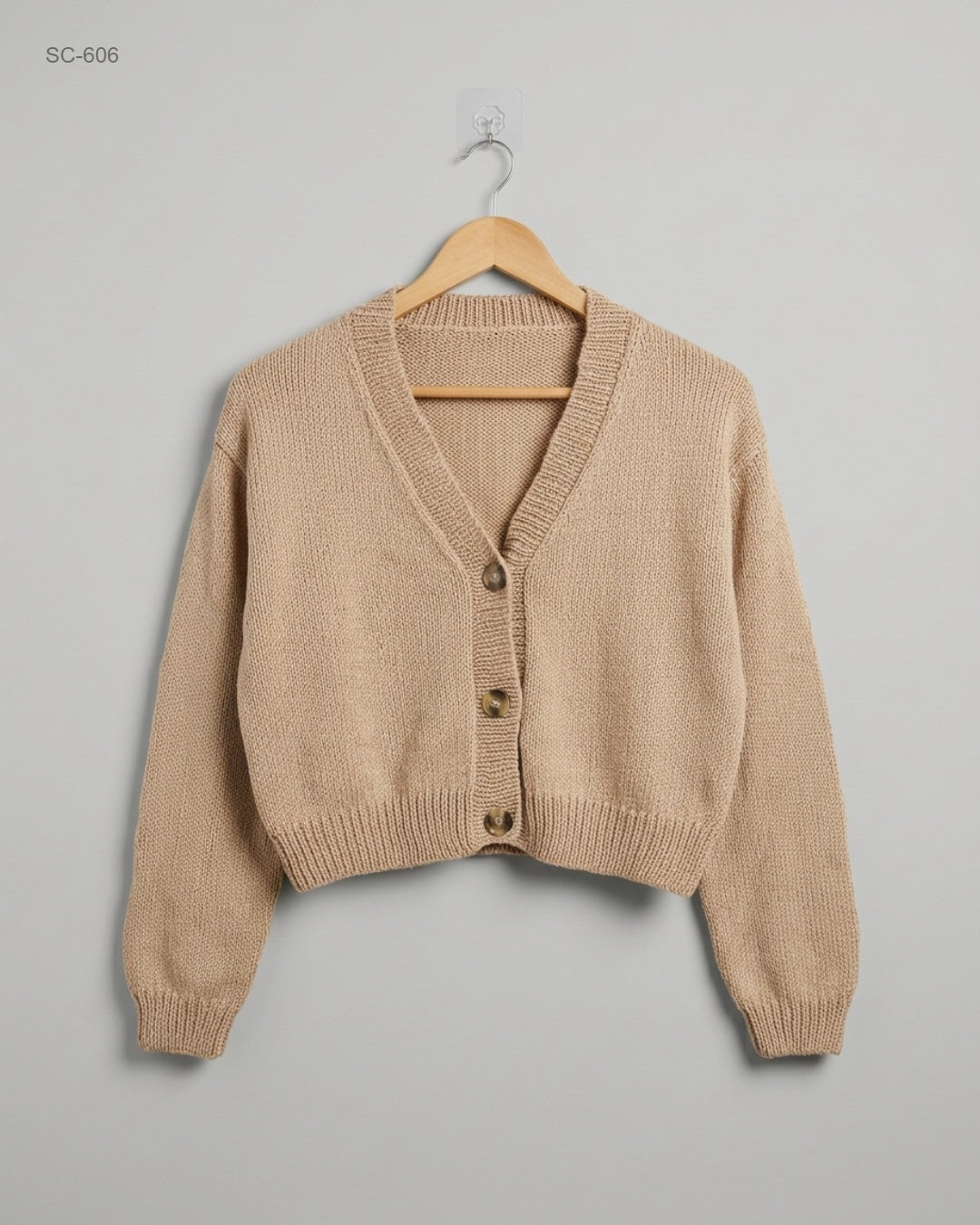 CUT LABEL Beige Cropped Knit Cardigan buy preloved clothing online Pakistan