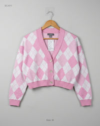 Primark (SC-611) Cropped Argyle Cardigan
