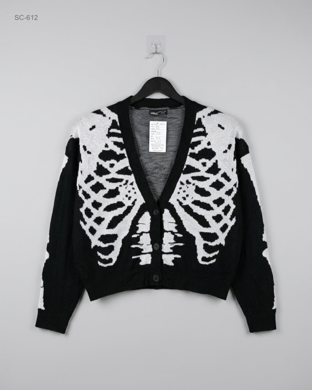 SHEIN Black & White Skeleton Knit Cardigan buy preloved clothing online Pakistan