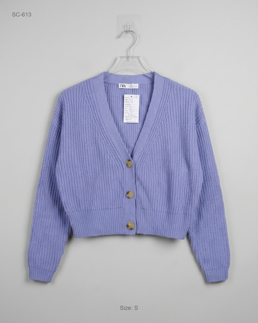Zara Lavender Cropped Ribbed Cardigan buy preloved clothing online Pakistan
