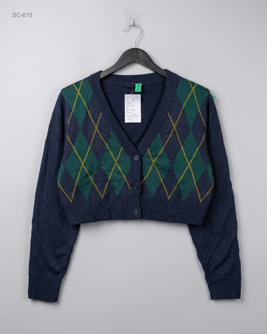 H&M (SC-615) Cropped Argyle Cardigan