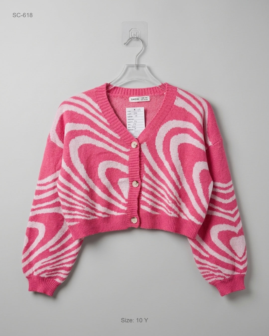 SHEIN Pink Cropped Cardigan buy preloved clothing online Pakistan