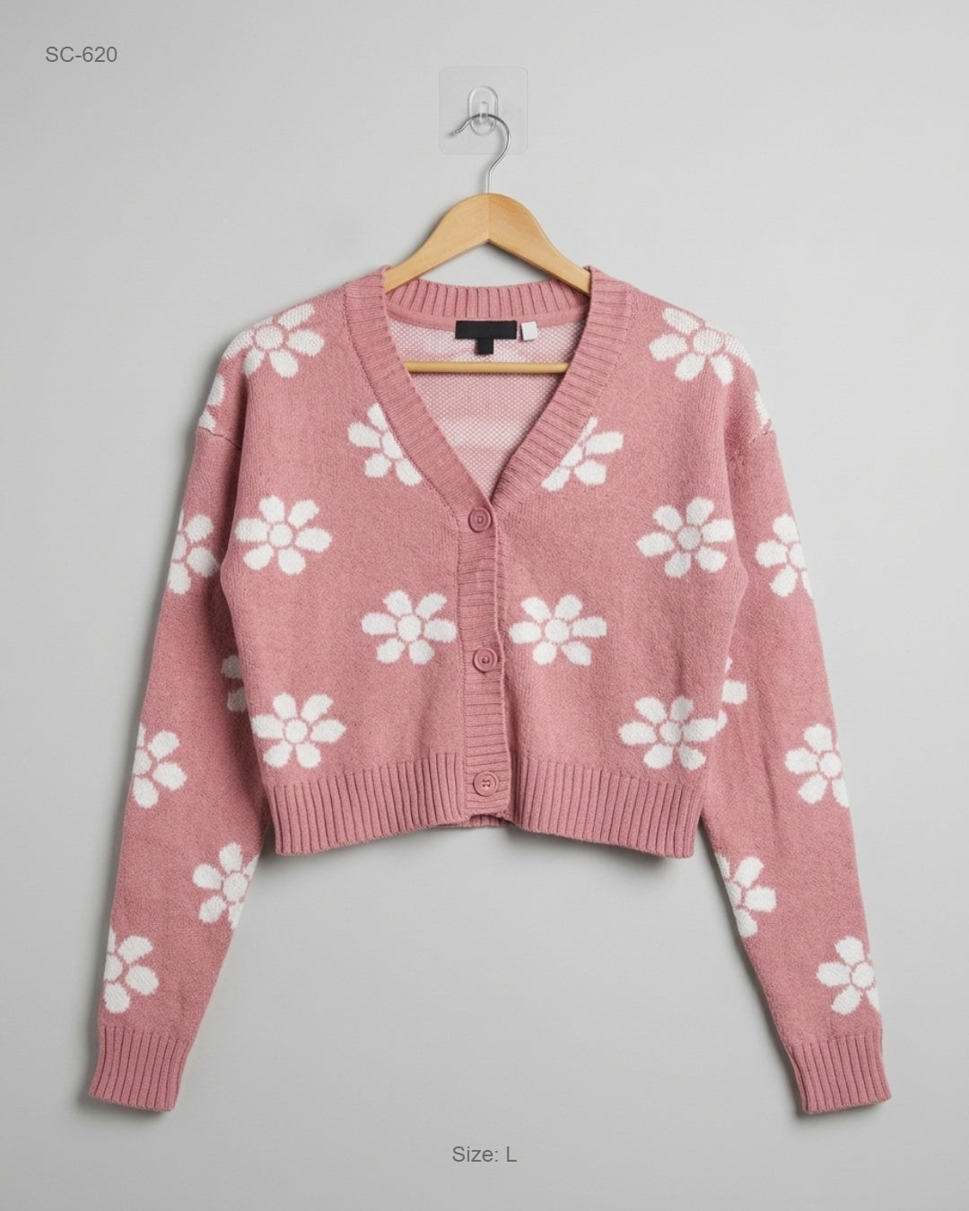 COLOURFUL PLANET Pink Cropped Floral Cardigan buy preloved clothing online Pakistan