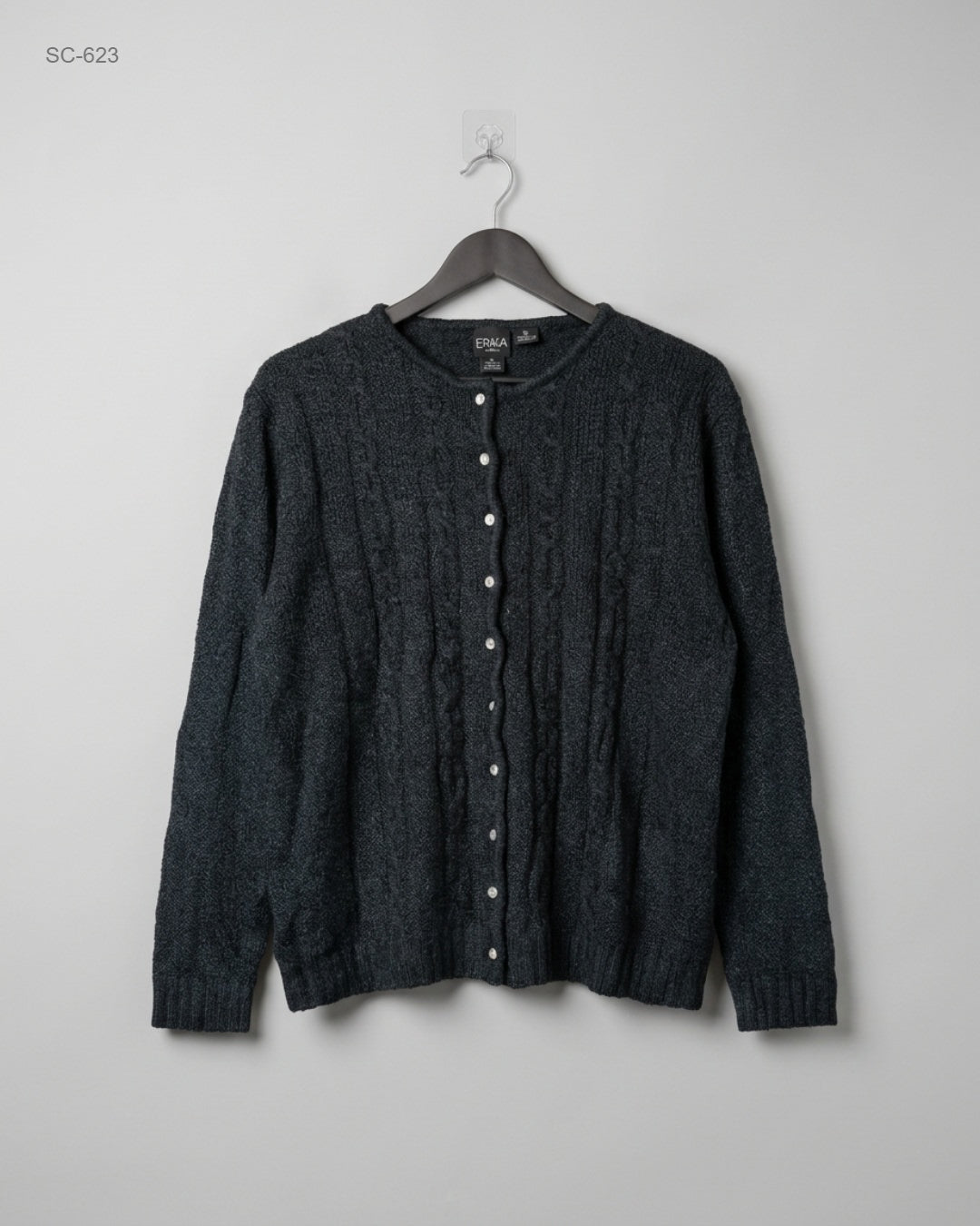 ERIKA Black Button-Down Textured Cardigan buy preloved clothing online Pakistan