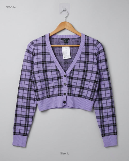Forever Purple Cropped Cardigan buy preloved clothing online Pakistan