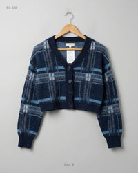 L.A. HEART (SC-630) Cropped Plaid Cardigan
