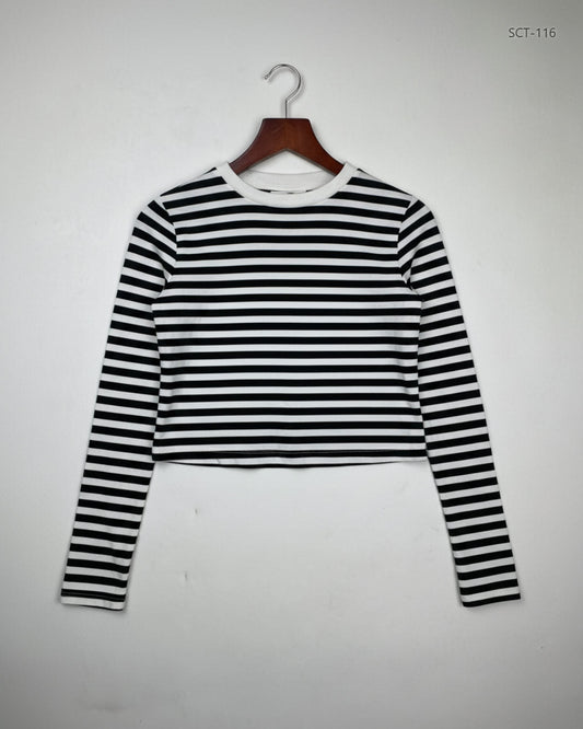 UK Imported secondhand Summer Crop Tops - H&M brand, Black & White Polyester, Premium condition, for Womens - Online Thrift Store Karachi Pakistan