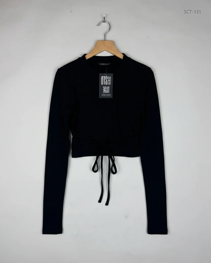 Secondhand Branded Summer Crop Tops by Shein, Black Polyester fabric, Premium condition, for Womens - Online Thrift Shop Lahore Pakistan