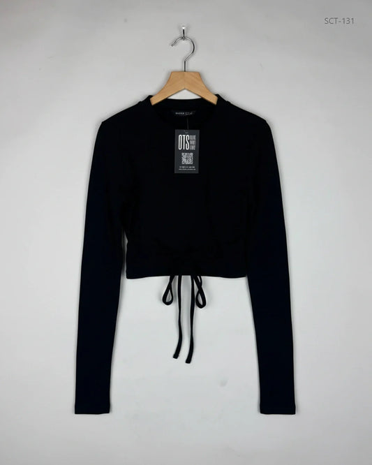 Secondhand Branded Summer Crop Tops by Shein, Black Polyester fabric, Premium condition, for Womens - Online Thrift Shop Lahore Pakistan