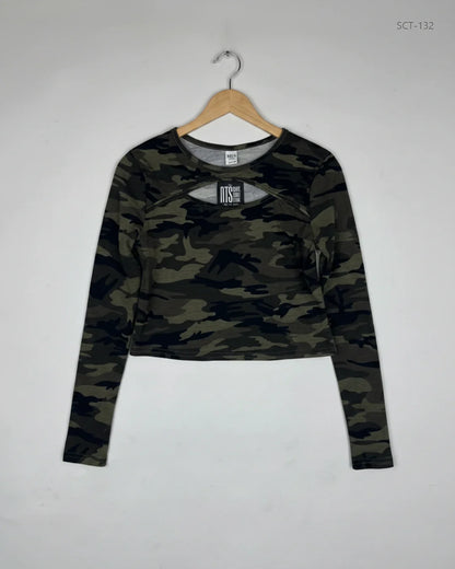 Summer Crop Tops | Shein | Preloved Branded | Army Green Polyester | Premium | OTS Thrift Store Islamabad Pakistan