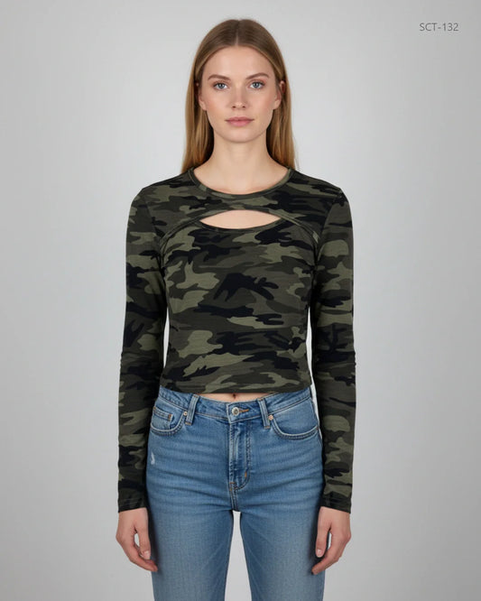 SHEIN Army Green Summer Crop Tops (SCT-132)