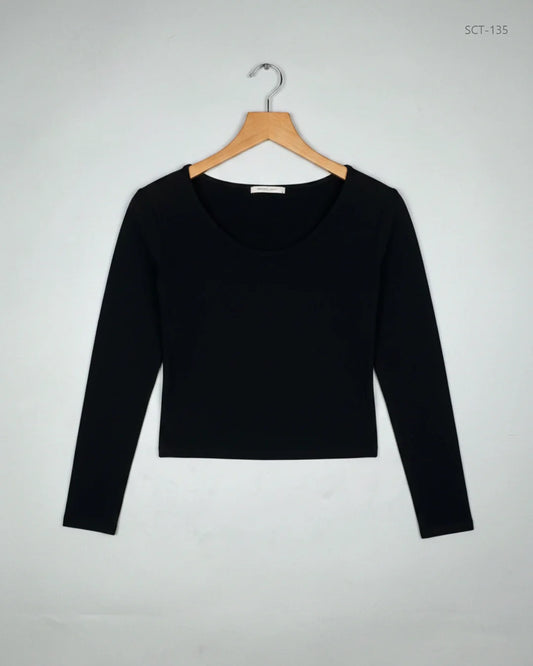 Preloved Premium Summer Crop Tops by AMBER, Black Polyester for Womens - OTS Thrift Shop Peshawar Pakistan