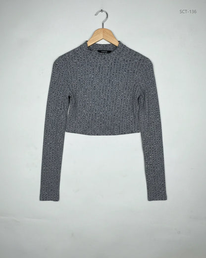 UK Imported secondhand Summer Crop Tops - Shein brand, Grey Polyester, Premium condition, for Womens - Online Thrift Store Islamabad Pakistan