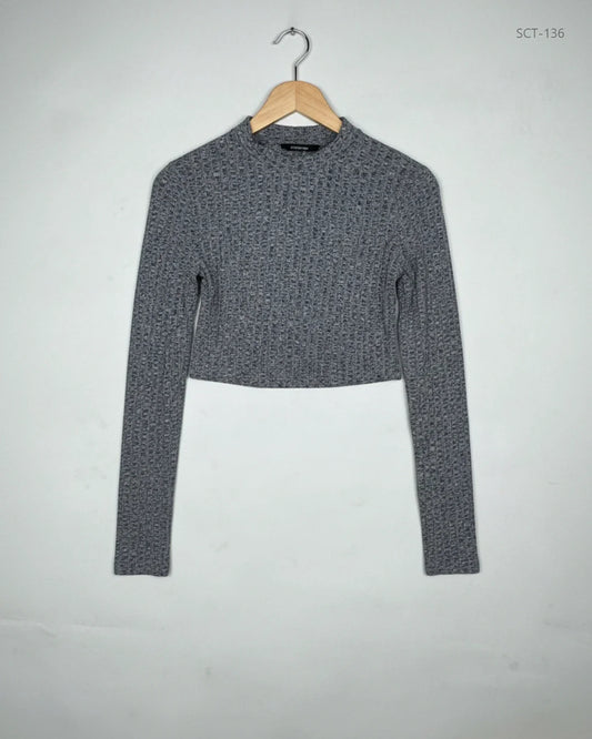 UK Imported secondhand Summer Crop Tops - Shein brand, Grey Polyester, Premium condition, for Womens - Online Thrift Store Islamabad Pakistan