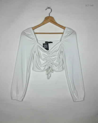 Premium Condition Summer Crop Tops | Preloved Boohoo | White Polyester | Thrift Shop for Womens Peshawar Pakistan | OTS