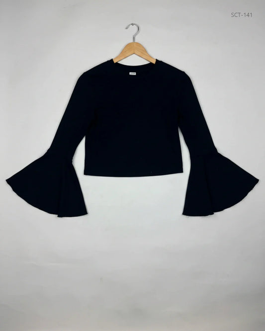 Preloved Premium Summer Crop Tops by Shein, Black Cotton for Womens - OTS Thrift Shop Lahore Pakistan