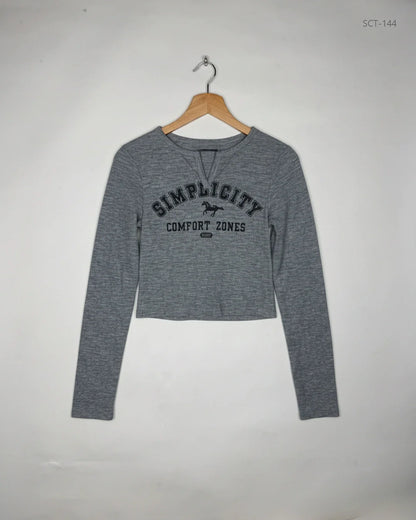 Summer Crop Tops | Dazy | Preloved Branded | Grey Cotton | Premium | OTS Thrift Store Islamabad Pakistan