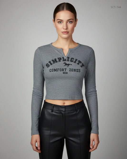 DAZY Grey Summer Crop Tops (SCT-144)