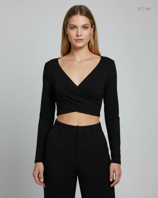 PRETTYLITTLETHING Black Summer Crop Tops (SCT-145)