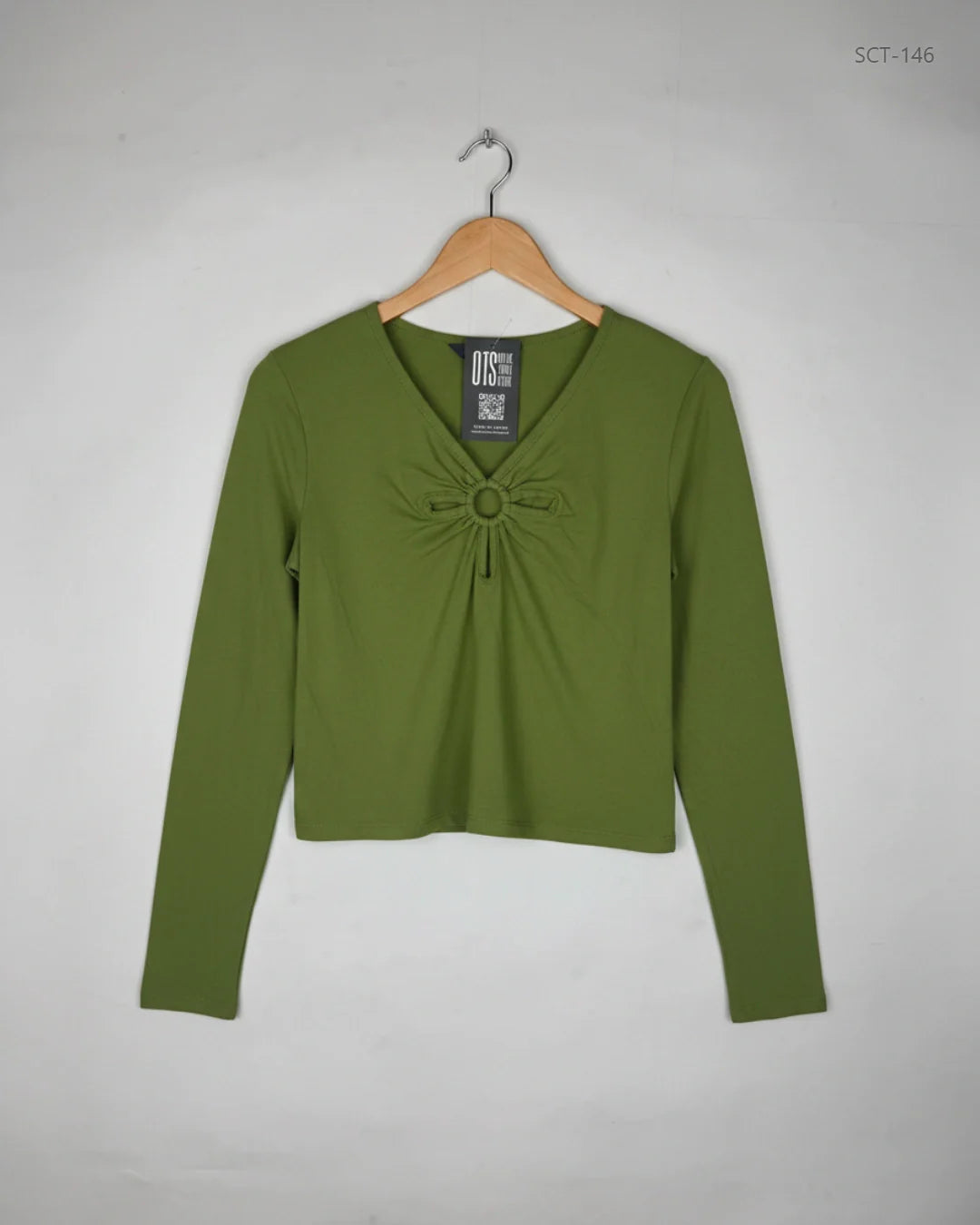Preloved Premium Summer Crop Tops by Primark, Olive Cotton for Womens - OTS Thrift Shop Karachi Pakistan