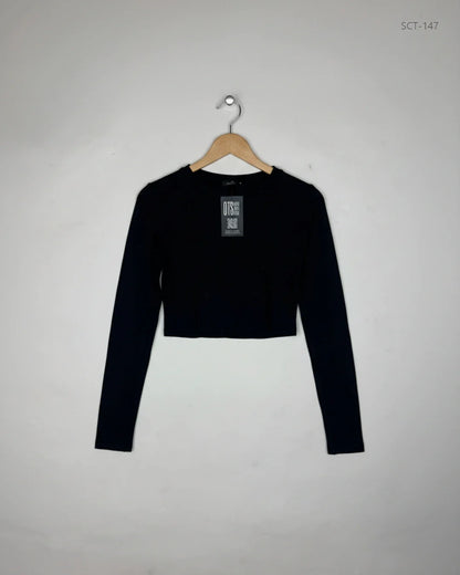Preloved Premium Summer Crop Tops by Shein, Black Cotton for Womens - OTS Thrift Shop Lahore Pakistan
