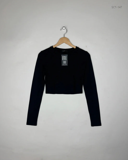 Preloved Premium Summer Crop Tops by Shein, Black Cotton for Womens - OTS Thrift Shop Lahore Pakistan