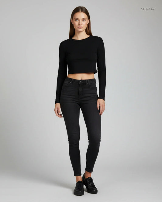SHEIN Black Summer Crop Tops (SCT-147)