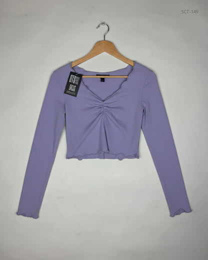 Secondhand Branded Summer Crop Tops by Shein, Lavender cotton fabric, Premium condition, for Womens - Online Thrift Shop Karachi Pakistan