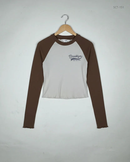 Preloved Premium Summer Crop Tops by H&M, Beige & Brown Cotton for Womens - OTS Thrift Shop Lahore Pakistan