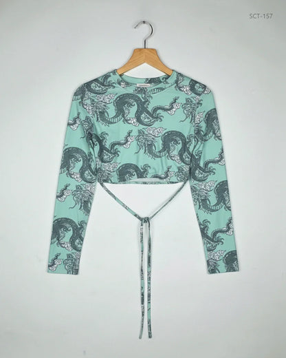 Preloved Premium Summer Crop Tops by Shein, Turquoise Polyester for Womens - OTS Thrift Shop Islamabad Pakistan