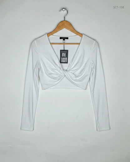 Preloved Premium Summer Crop Tops by Shein, White Polyester for Womens - OTS Thrift Shop Peshawar Pakistan