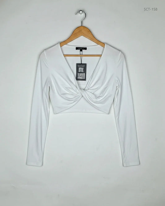 Preloved Premium Summer Crop Tops by Shein, White Polyester for Womens - OTS Thrift Shop Peshawar Pakistan