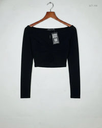 PRETTYLITTLETHING Black Summer Crop Tops (SCT-159)