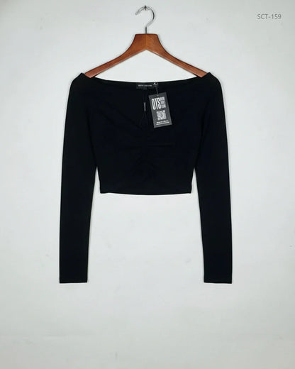 Premium Plus Condition Summer Crop Tops | Preloved PRETTYLITTLETHING | Black Polyester | Thrift Shop for Womens Peshawar Pakistan | OTS