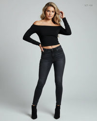 PRETTYLITTLETHING Black Summer Crop Tops (SCT-159)