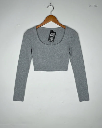 UK Imported secondhand Summer Crop Tops - Shein brand, Grey Cotton, Premium condition, for Womens - Online Thrift Store Peshawar Pakistan