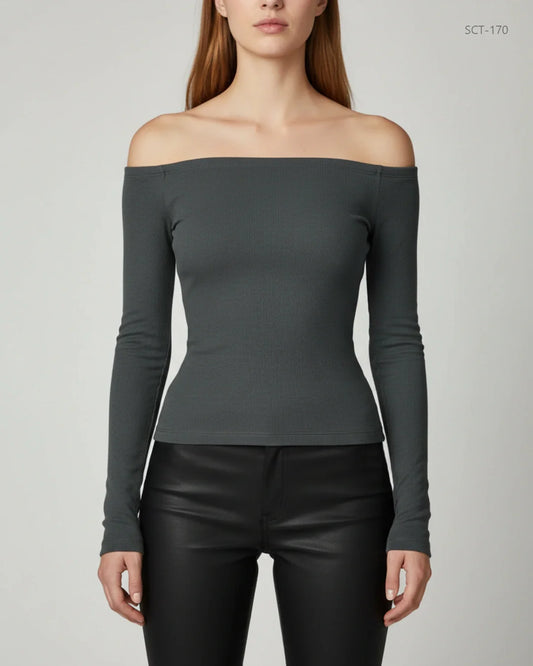 PULL&BEAR Grey Summer Crop Tops (SCT-170)