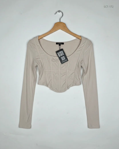 UK Imported secondhand Summer Crop Tops - Shein brand, Beige Cotton, Premium condition, for Womens - Online Thrift Store Islamabad Pakistan