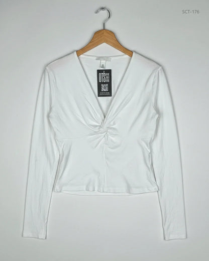 UK Imported secondhand Summer Crop Tops - H&M brand, White Cotton, Premium condition, for Womens - Online Thrift Store Lahore Pakistan