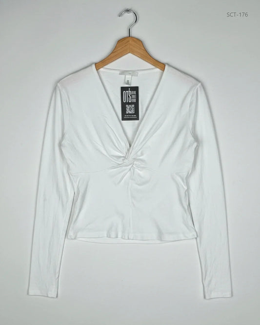 UK Imported secondhand Summer Crop Tops - H&M brand, White Cotton, Premium condition, for Womens - Online Thrift Store Lahore Pakistan