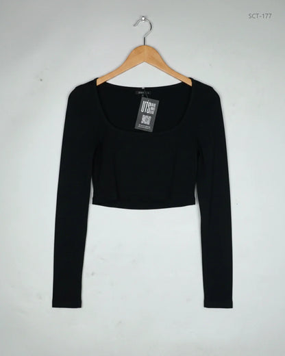 UK Imported secondhand Summer Crop Tops - Shein brand, Black Cotton, Premium condition, for Womens - Online Thrift Store Peshawar Pakistan